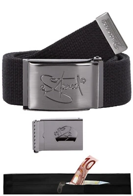 2Stoned Tresorgürtel Geldgürtel Schwarz 4cm breit matt Classic + Flaschenöffner