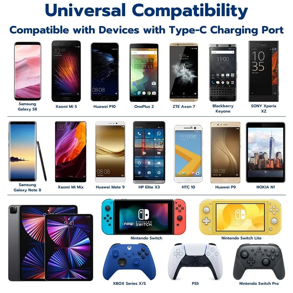 Fast Charging Type C USB Heavy Duty Universal Phone Charger Data Cable Lead - Image 4 of 4