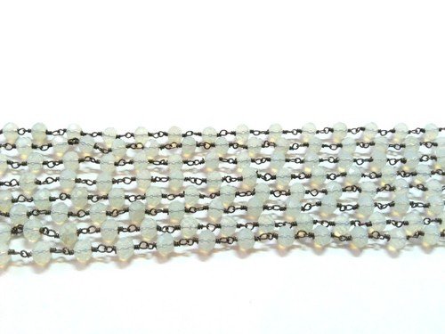 2-5 Fuß Opalit Chalzedon Rondell facettiert 6 mm Perlen, Rosenkranz Kette schwarzer Draht - Bild 5 von 5