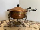Vintage Heavy Copper Chafing Dish, Large Pan w/Stand, Buffet Server or Fondue
