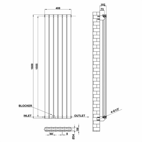 Vertical Horizontal Designer Radiator Flat Panel Oval Traditional 2 3 Column Rad - Picture 110 of 224