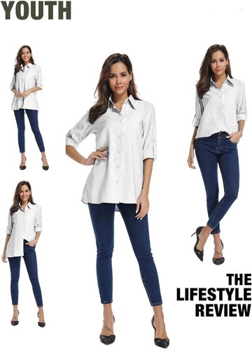 Women's UPF 50 Long Sleeve Sun Protection Shirts Quick Dry Medium, 5019 White - Picture 3 of 8