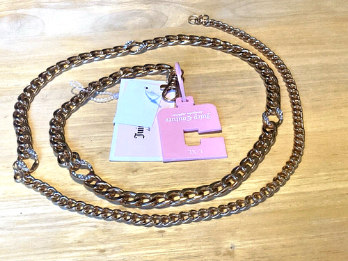 Juicy Couture Chain Belt Rose Gold-Tone CZ/Rhinestone Link NWT L/XL X-Large - Picture 2 of 18