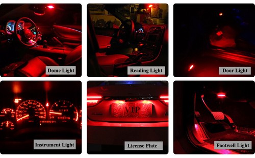 8 x Ultra RED Interior LED Lights Package For 1994 - 2004 Ford Mustang +TOOL - Foto 4 di 8