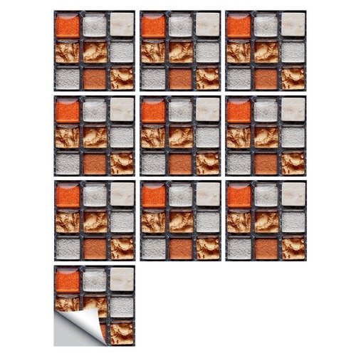 10 PCS Soft 3D Tile Brick Wall Sticker Self-Adhesive Oil-proof Waterproof Panel - Bild 18 von 49