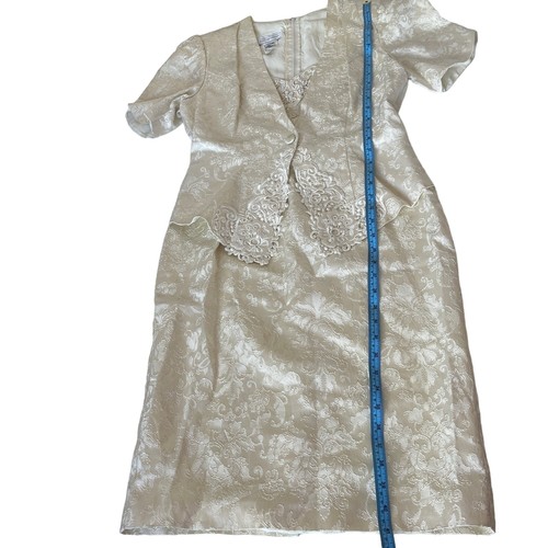 Scott McClintock Dress Party Bridal Jacquard Beaded Puff Short Sleeves Size 12 - Picture 18 of 23