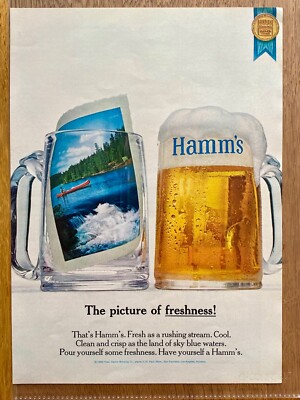 1967 Hamm´s Bier Theodore Hamm Brewing Company Original Vintage Advert Werbung