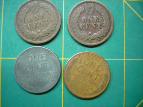 1800 & 1900 INDIAN HEAD CENTS WW2 STEEL CENT WHEAT CENT 4 US COINS ALL DATED - Picture 3 of 4