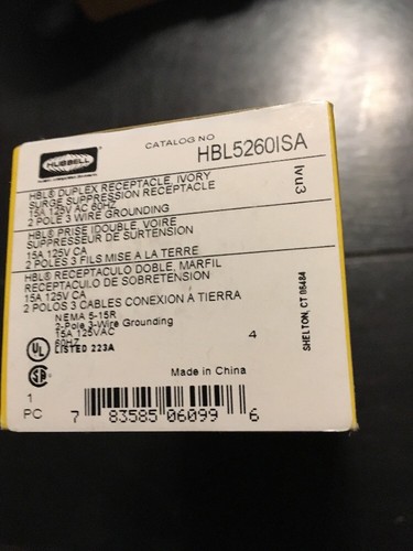 RECEPTÁCULO HUBBELL HBL5260ISA 15A 125V IV RCPT MARFIL - Imagen 3 de 5