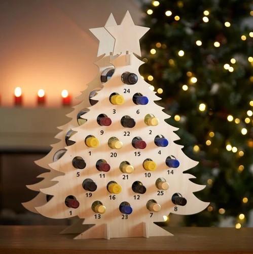 Dribach Calendario Avvento Albero di Natale in Legno Legno Legno Naturale 60 cm H - Foto 2 di 3