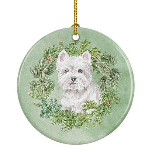 West Highland White Terrier Christmas Wreath Ceramic Ornament CK8891CO1 - Picture 1 of 2