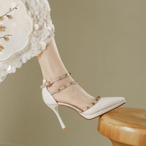 Women's Patent Pointy Toe Studs Z Strap High Heel Sandals Pump Party Shoes 9110  - Bild 2 von 8