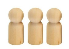 Wooden Peg People Pkg of 3 2-3/8" Unfinished Unpainted Crafts Toys Doll House
