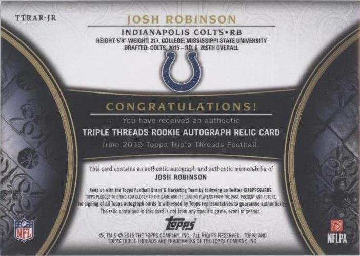 2015 Topps Triple Threads Josh Robinson #TTRAR-JR