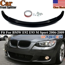 FOR 06-09 BMW E92 E93 PRE-LCI GLOSS BLACK FRONT BUMPER SPOILER SPLITTER LIP FIT