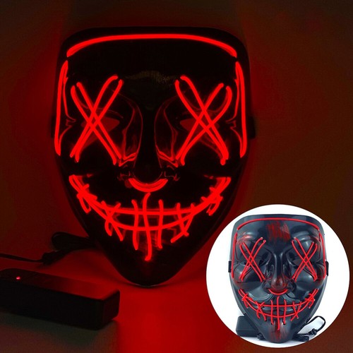 Halloween Masks LED Mask Light Up Purge Glowing Light Costume Cosplay Party - Picture 13 of 19