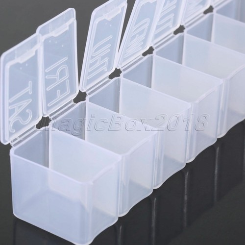 Clear Pills Medicine Tablet Case 7 Day Weekly Dispenser Holder Organizer Boxes - Picture 10 of 10