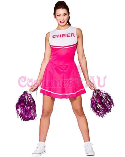 Ladies Cheerleader Costume School Girl Outfits Fancy Dress Cheer Leader Uniform - Picture 6 of 14
