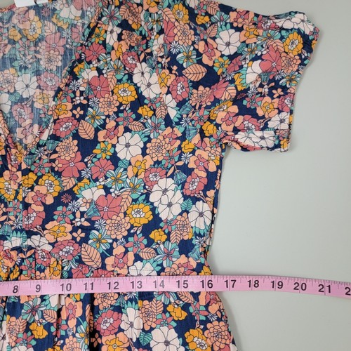 GAP Minikleid Damen M Blumen Plissee V-Ausschnitt Gaze Puffärmel - Bild 9 von 11
