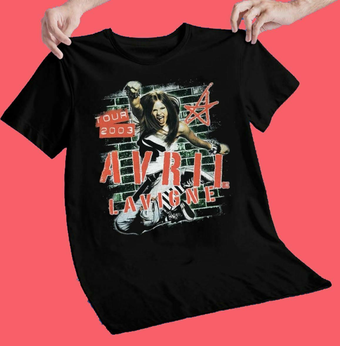 Avril Lavigne Singned Music 2003 Cotton T Shirt Black S