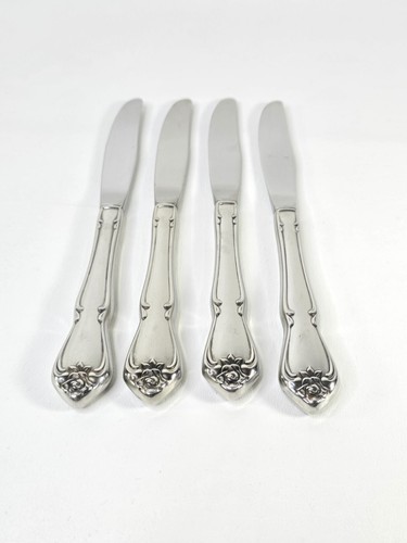 Oneida ARBOR ROSE/TRUE ROSE Stainless 4 Dinner Knives 1881 Rogers Ltd Flatware - Picture 3 of 5