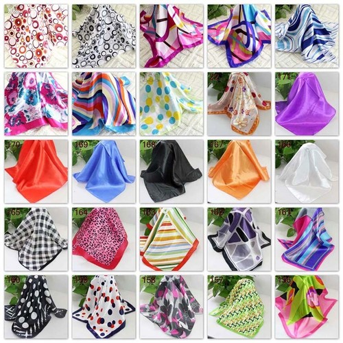 Sale New Lot of 3 Pcs 50cm Satin Feel Ladies Small Square Head/Neck Scarf 50 - Picture 13 of 14