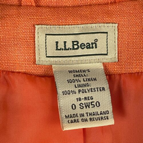 LL Bean 100% Linen Blazer Jacket Size 18 Orange Two-Button - Picture 4 of 10