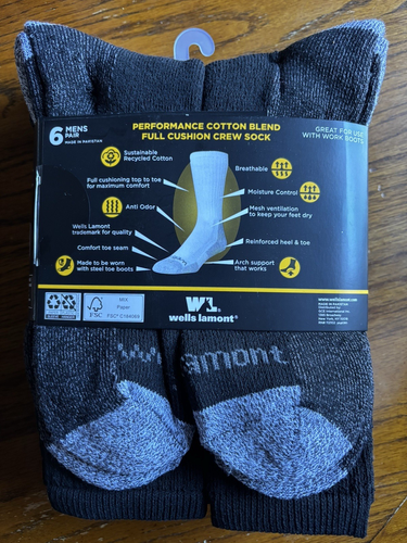 Wells Lamont Men's Ultimate Work Socks, For Steel Toe Boots, 6 Pr. Sz 7-12 New! - Picture 5 of 7