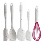Trudeau White Confetti 5pc Silicone Spatula, Spoonula & Whisk Set