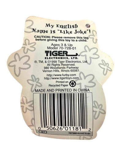 Vintage Furby Buddies "Like Joke" Gray Bean Bag 1999 w/tag blue eyes - Picture 8 of 8