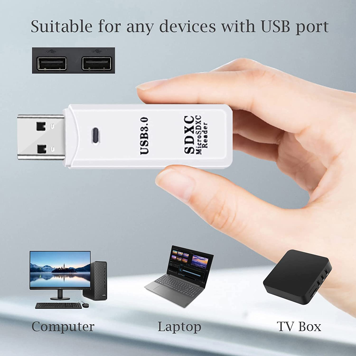 USB 3.0 SD Card Reader for PC, Micro SD Card to USB Adapter, Card