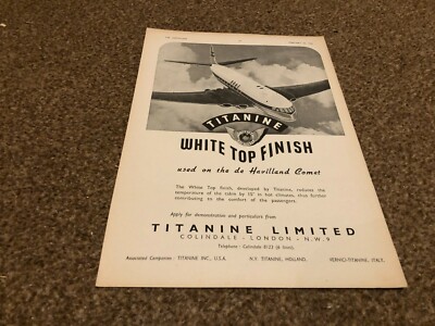 AC44 ADVERT 11X8 TITANINE WHITE TOP FINISH USED ON THE DE HAVILLAND COMET