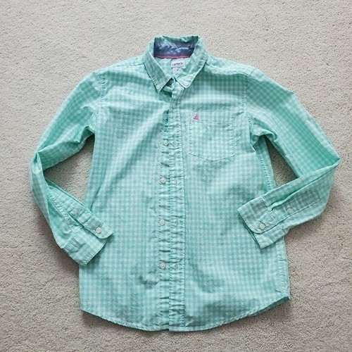 Carter's Boys' Mint Green Gingham Button-down Shirt sz8 - Picture 10 of 12
