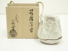 6776691: JAPANESE TEA CEREMONY / HAGI WARE INCENSE CONTAINER / KOGO / MONKEY 