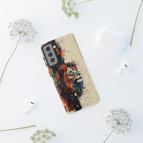 Phone Case for iPhone, Pixel, Galaxy - Lion Retro Abstract Colorful Cover - Picture 165 of 191