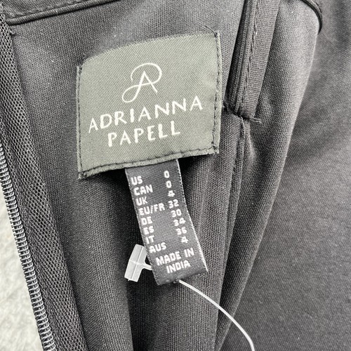 Adrianna Papell Mermaid Dress Women 0 Black Tie Beaded Silver Tulle Evening Gown - Picture 4 of 14