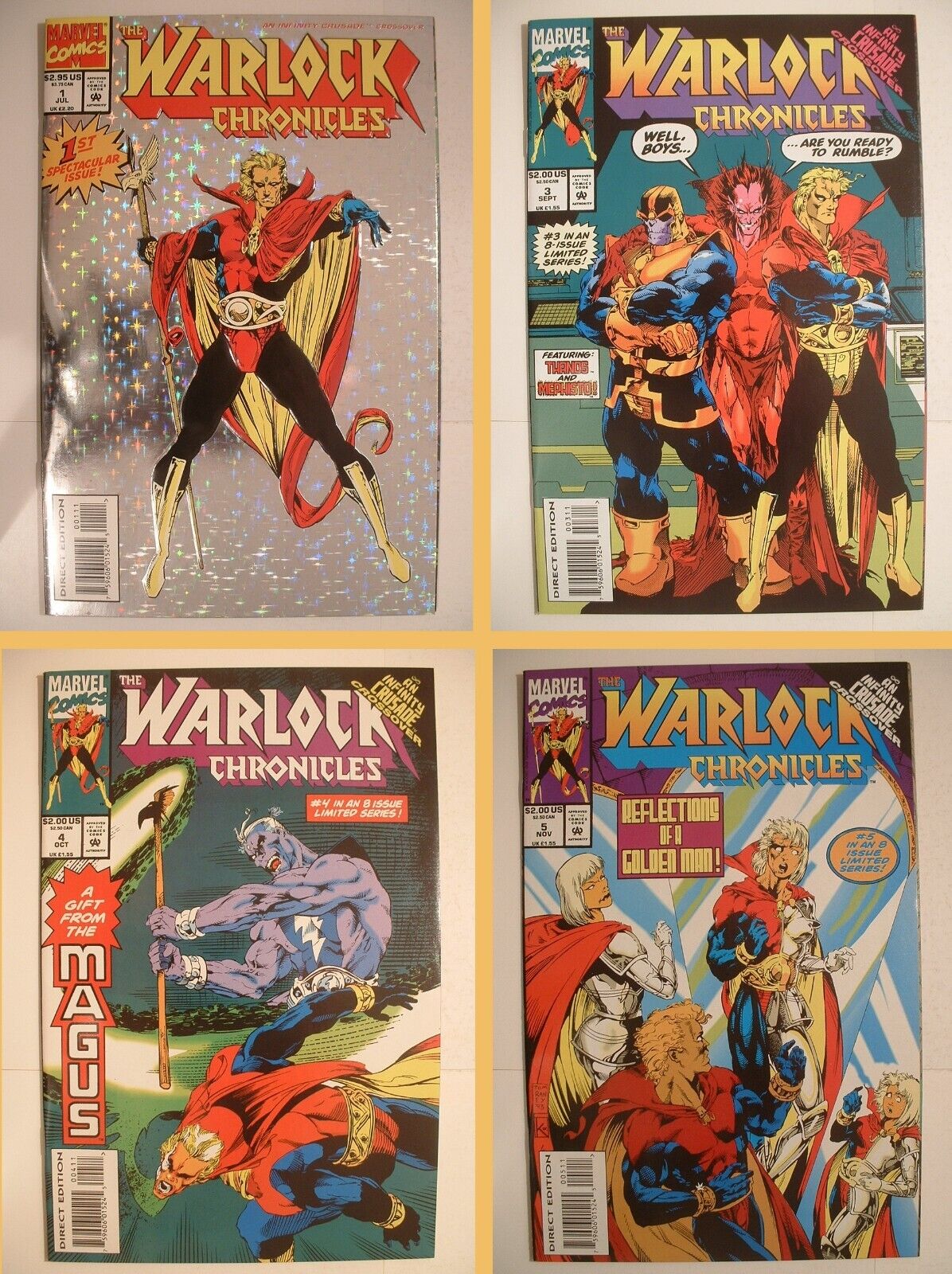 Warlock Chronicles Lot - Marvel 1993 - #1, 3, 4 and 5! Four Issues!