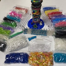 HUGE Rainbow Loom Lot Bracelet Kit, C-Clips, 1000  s Of Rubber Bands 3 Looms