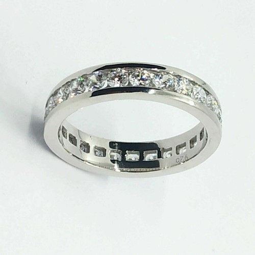 Men's 2.50 Ct Round Moissanite Anniversary Wedding Band Real 925 Sterling Silver - Picture 4 of 6