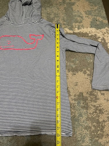 Girls Vineyard Vines Pink Whale Striped White Black Pullover, 100% Cotton Jacket - Picture 5 of 10