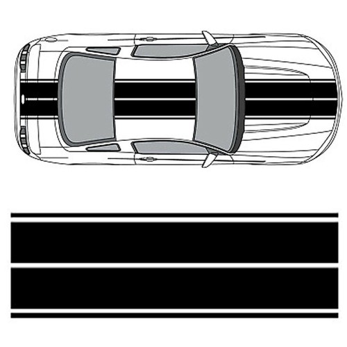 4-Line 19FT Black Racing Stripe Sticker For Ford Mustang  Hood Roof Trunk Decal - Bild 2 von 10
