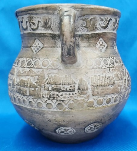 Reproduction Vintage Greek Pottery Double Handled Urn Vessel Handmade in Greece - Picture 2 of 8