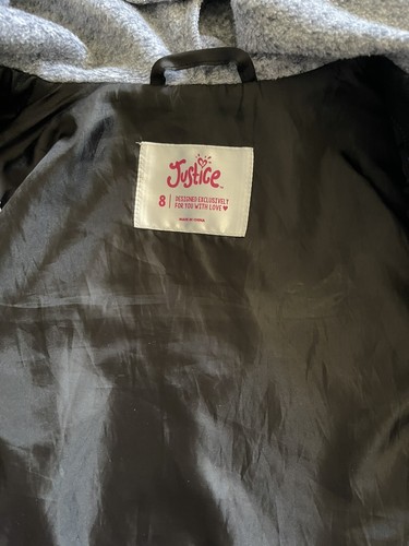 Girls Size 8 Faux Leather Jacket, With Gray accents, EUC - Picture 5 of 7