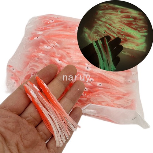 50 PIEZAS Falda Pulpo Calamar Brillo Señuelo Suave 6 cm Hoochies Cebo Señuelo de Pesca - Imagen 5 de 21