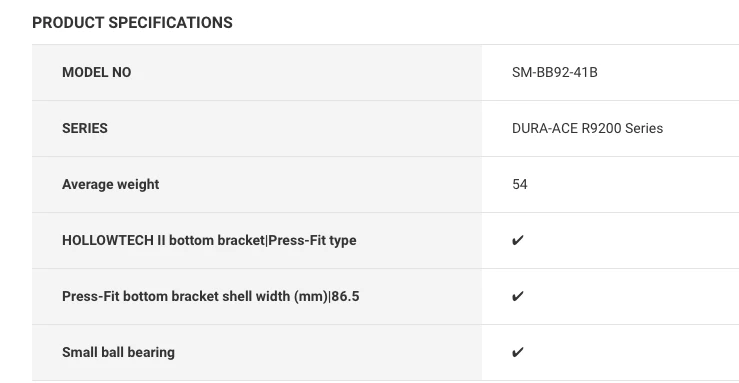 Shimano DURA-ACE Press Fit Bottom Bracket 86.5 mm SM-BB92-41B Made in Japan - Image 3 of 3