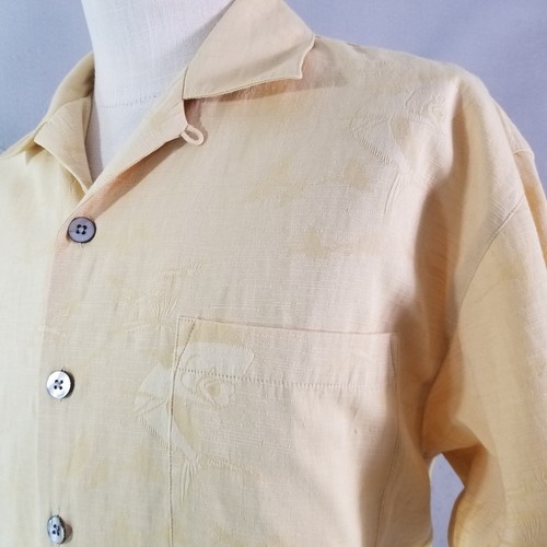 Guy Harvey Aftco Bluewater Hawaiian shirt men's medium yellow short sleeve - Picture 9 of 13