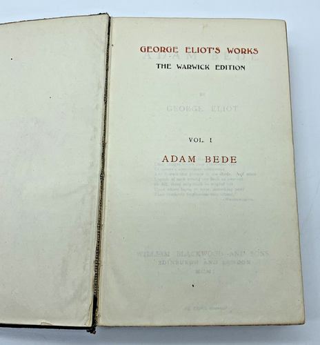 Adam Bede by George Eliot 1907 Leather Bound The Warwick Edition Antique Book - Bild 4 von 8