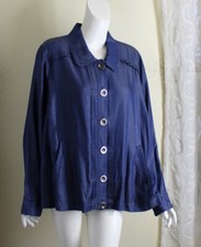 Nwt Cj Banks Sz 2x Silky Tencel Denim Jean Outstanding Pleated Jacket Blazer