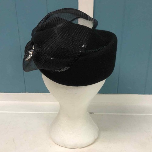 Vintage 100% wool hat with mesh and hat pin WPL 4384 - Picture 3 of 8