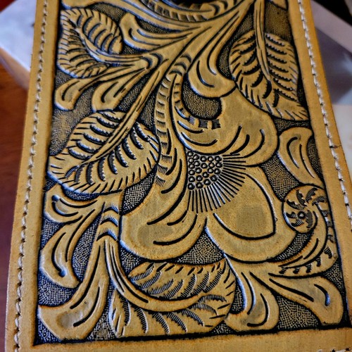 Horse Western Phone Holster Tan Brown Genuine Leather 7''x 3.5 '' In Box - Picture 5 of 13